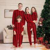 Family Matching Red and Black Plaid Christmas Parent-child Loungewear Pajamas