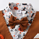 Halloween Pumpkin Costume Children's Clothes Baby Wizard Hat Three-piece Boy Suit