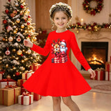 3-12Y Christmas Girls Autumn and Winter Long Sleeve 3D Printing Dress