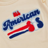 Independence Day Letter Embroidered Flying Sleeves Flared Short Sleeve Set 2 Pcs/Set