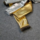 2-10T Kid Boy Girl Velvet Gold Silver Thickened Thermal Trousers Pants