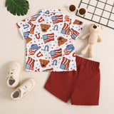 Kid Baby Boy Independence Day Summer Casual Short Sleeve 2 Pcs/ Set