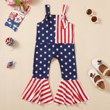 Independence Day Kid Baby Girls Summer Sleeveless Striped Star Print Pants