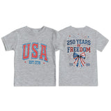 Kid Boy Girl Round Neck Short Sleeves Loose Casual Summer Independence Day T-shirt
