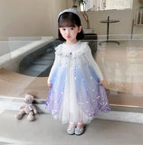 Kid Girl Winter Princess Elsa Long-sleeved Gradient Dresses