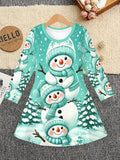 Kid Girl Christmas Autumn Winter Long Sleeve 3D Dresses For 3-12Y