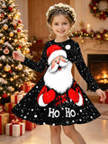 3-12Y Kid Girls Long Sleeve 3D Printed Christmas Casual Dresses
