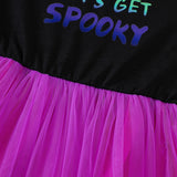 New Girls' Halloween Cape Mesh Puffy Dress 2-piece Set