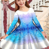 Christmas Crew Neck Dress Girls Korean Version Fashion Foreign Style Long Sleeve Snowflake