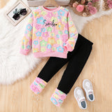 1-8Y Kid Baby Girls Autumn Winter Long-sleeved Fluffy Suits 2 Pcs Set