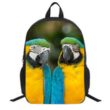 Kid Student  Schoolbag Cute Parrot Print Animal  Backpack 16 Inch