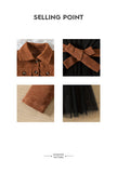 3-10Y Kid Girls Brown Single-breasted Long-sleeved Suit 2 Pcs Set