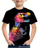 2-12T Kid Boy Dinosaur 3D Digital Printing Casual Short-sleeved T-shirt
