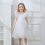 1-5T Kid Baby Girls Flying Sleeve Flower Performance Dress