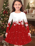 New Christmas Girls Christmas Theme Printed Crew Neck Dress