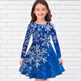 2-10T Kid Girls Round Neck Long-sleeved Casual Print Dresses