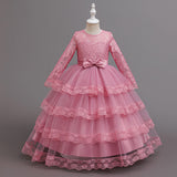Princess Dress Dress Long Sleeve Lace Mesh Dress Bow Dress