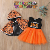 Baby Girl Autumn Winter Halloween Pumpkin Letter Sleeveless Dress