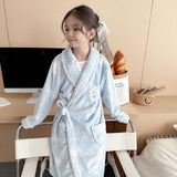 Girls' Loungewear Princess Aisha Home Nightdress Warm Thickened Princess Elsa Bathrobe