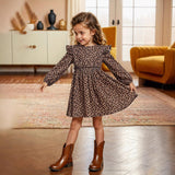 Leopard Print Long Sleeve Drip Neck Small Fly Sleeve Long Sleeve Ruffled Simple Dress