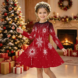 3-12Y Kid Girls Long Sleeve 3D Printed Christmas Casual Dresses