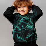 Kid Boy 3D Dinosaur Print  Round Neck Pullover Cartoon Shirts