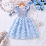 Kid Girl Summer Flying Sleeve Rose Photography Princess Dress