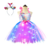 1-10T Kid Baby Girls Halloween Glowing Mermaid Princess Dresses