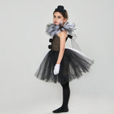 Halloween Soul-broken Clown Dress Blood-stained Black and White Color Matching Girl Cosplay