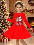 3-12Y Christmas Girls Autumn and Winter Long Sleeve 3D Printing Dress