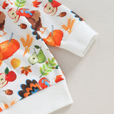 Baby Boy Girl Thanksgiving Cartoon Turkey Long Sleeve 2 Pcs Sets