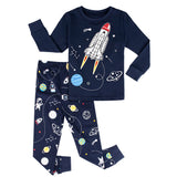 2-12T Kid Halloween Boys Glow Skeleton Pajamas 2 Pcs Set