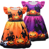 Kid Girl Halloween Costume Scary Skull Ghost Funny Pumpkin Dresses