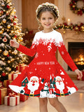 Kid Girl Christmas Autumn Winter Long Sleeve 3D Dresses For 3-12Y