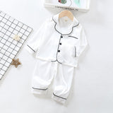 6M-4T Baby Girl Boy Long-sleeved Simulated Silk Loungewear Satin Ice Silk Pajamas