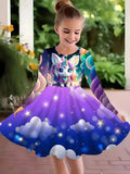 2-10T Kid Girl Fake Personalized Long-sleeved Swing Fashion Trend Dresses
