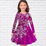 2-10T Kid Girls Round Neck Long-sleeved Casual Print Dresses