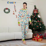 Family Matching Digital Print Christmas Lights Ball Snowman Pajamas