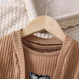 INS Girls Autumn Fashion Vest Pants Solid Color Long Sleeve Jacket Children's Casual Fashion Suit