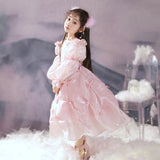 Kid Baby Girl Pink Yarn Princess Flower Wedding Piano Performance Dresses