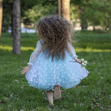 Kid Girl Autumn Long-sleeved Polka Bow Mesh Gauze Dresses