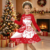 3-12Y Kid Girl Christmas Long Sleeve 3D Printed Dresses