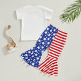 Independence Day Kid Baby Girl American Flag Flared Party 2 Pcs Set