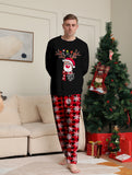 Family Matching Deer Snowflake Plaid Christmas Parent-child Pajamas