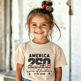 United States of America 250th Anniversary July 4th  Kid Boy Girl Shirts