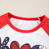 Independence Day Baby Boys Cartoon Printed Splicing Short Sleeve 2 Pcs Set