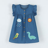 Kid Baby Girl Denim Summer Embroidered Cartoon Fashion Dress