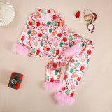 1-8T Kid Baby Girl Bow Sweet Casual Long Sleeve Christmas Pajamas