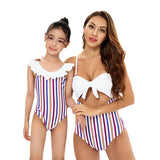 Family Matching Striped One-piece Swimsuit Parent-Child Swimwear