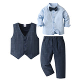 6M-8T Kid Baby Boy Formal Suit Long-sleeved 4 Pcs Set